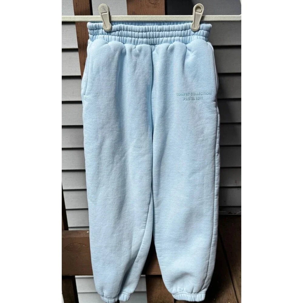Comfrt Kids Pastel Edit Sweatpants Baby Blue Fleece Joggers Youth Small